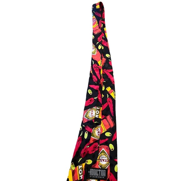 Bolero Addiction Hot Sauce Necktie Tie Olives Peppers Hot And Spicy 100% Silk - Picture 6 of 6